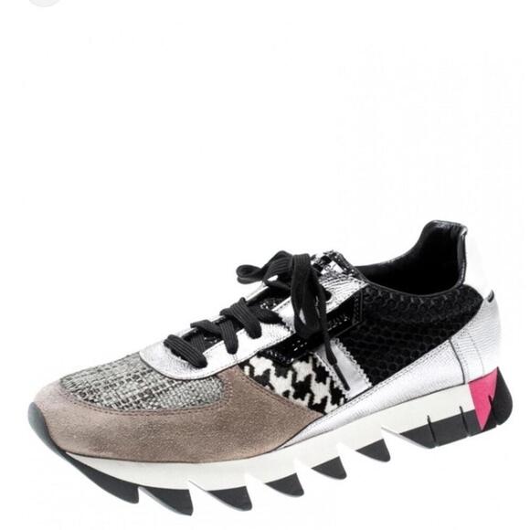 dolce & gabbana shoes 37.5 7.5 suede patchwork capri sneakers designer luxury - Picture 1 of 13